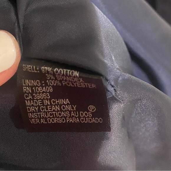 Navy Blue Tahari ASL Womens Cotton V Neck Dress w/Ruche Waist - Picture 5 of 7